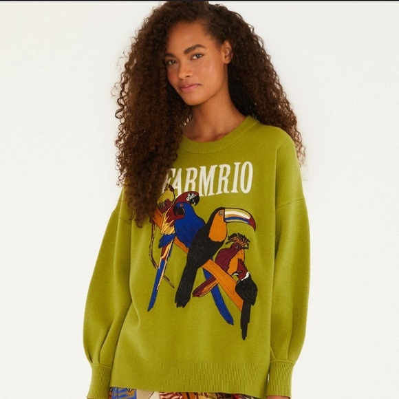 FARM Rio Sweaters - Farm Rio: Green Nature Lovers Embroidered
Sweater